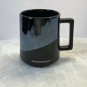 Starbucks 2017 Matte Black Ceramic Mug –‎ 14 oz Glossy Mirror Glaze Coffee Cup